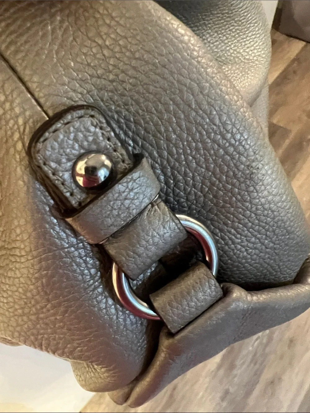 Classic silver Gray Leather Coach Shoulder Bag